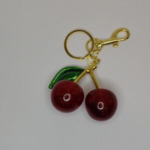 Cherry Bag Charm Red With Gold Hardware